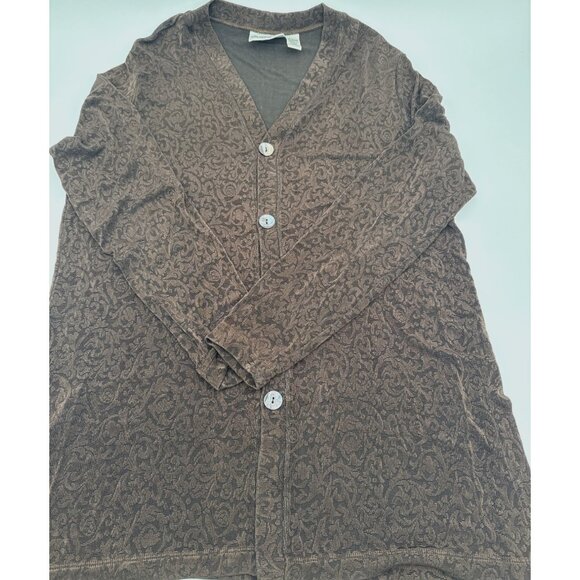 Vtg-Inspired Private Edition By Chico's Brown Button-Up Cardigan Dark Academia - Picture 10 of 10